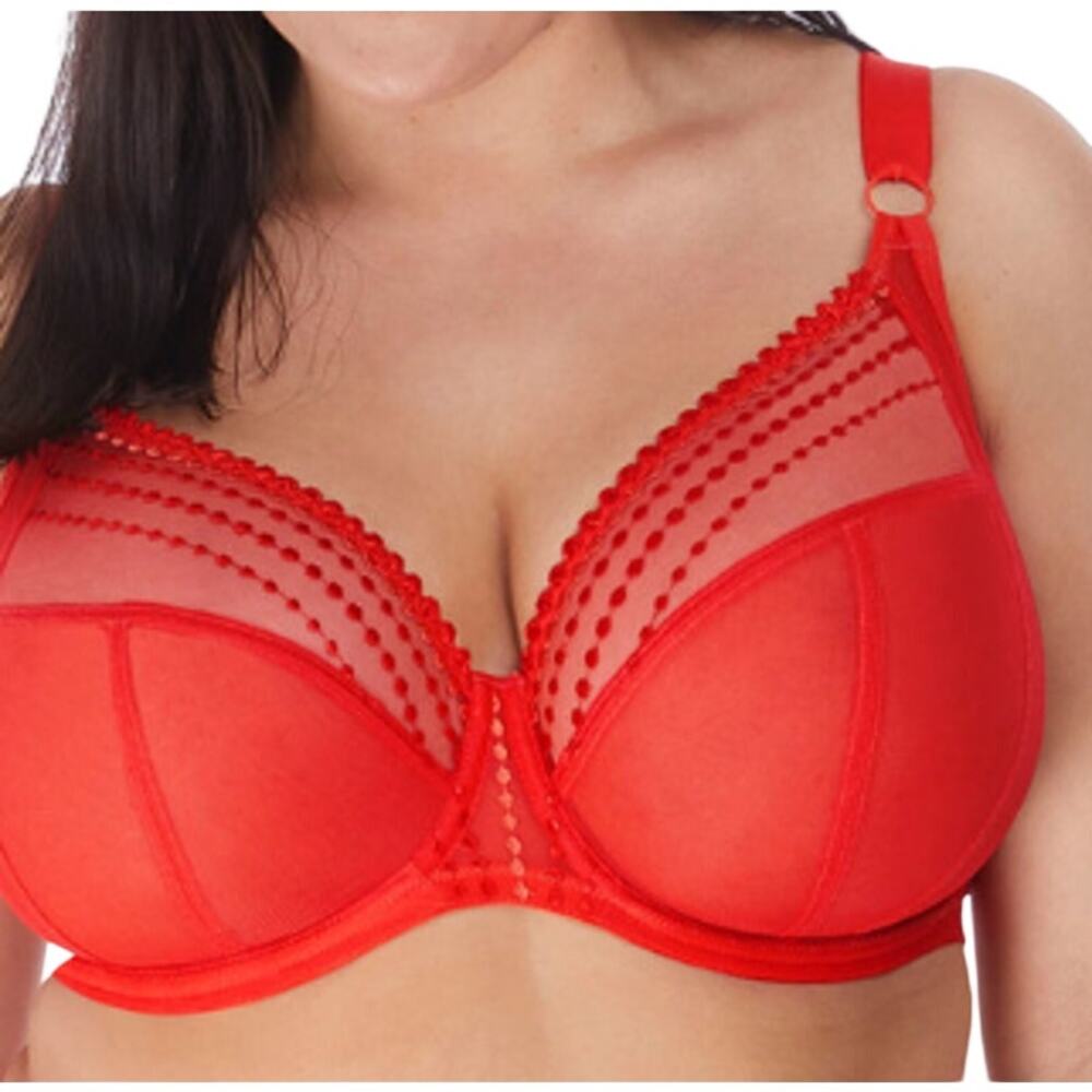 Elomi Matilda Underwire Stretch Lace Plunge Bra EL8900 Chili Pepper Red 40DD
